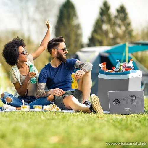Adventuridge KB2019 30L ECO Hálózati / autós elektromos hűtőtáska fűtés funkcióval, kék-szürke
