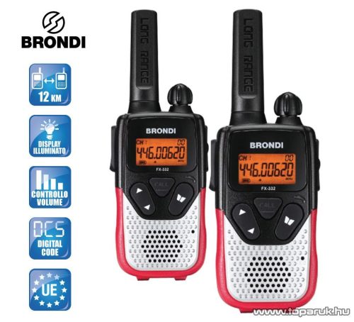 Brondi FX-332 TWIN adó-vevő készülék, fekete színű, 12 km walky talky