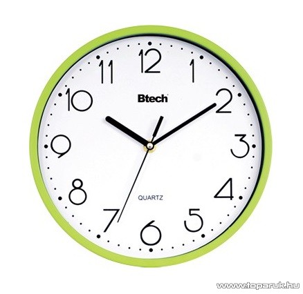 Btech BH-190 Falióra, 25 cm, világoszöld keretes, fehér számlapos