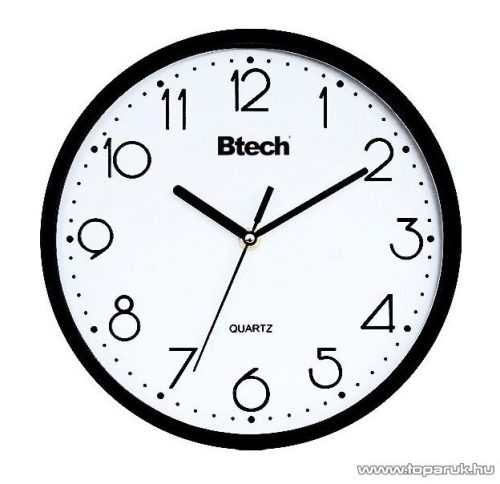 Btech BH-130 Falióra, 25 cm, fekete keretes, fehér számlapos