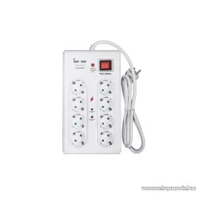   Steck SEL 815K 8-as földelt elosztó főkapcsolóval + 2 db USB porttal, túlfeszültség és túlterhelés elleni védelemmel