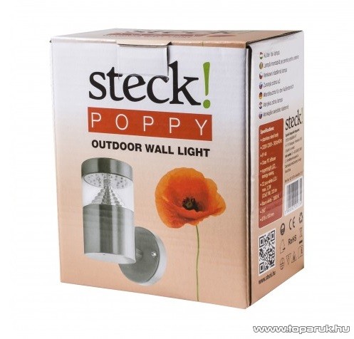 Steck SLP 417A POPPY INOX Kültéri fali lámpa, 32 LED (33000026)