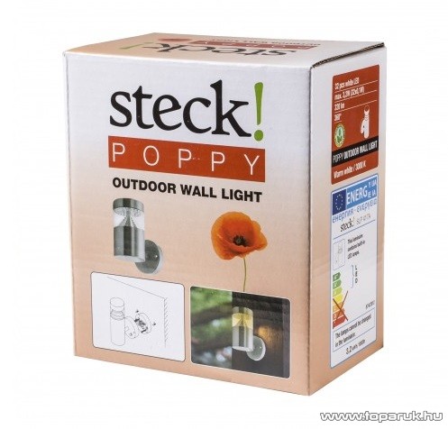 Steck SLP 417A POPPY INOX Kültéri fali lámpa, 32 LED (33000026)