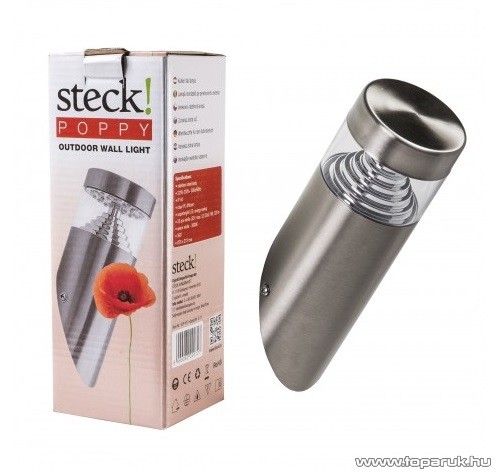 Steck SLP 417 POPPY INOX Kültéri fali lámpa, 32 LED (33000025)