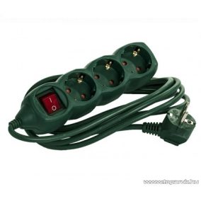   Steck SEL 330K/Z Kapcsolós 3-as hálózati elosztó, 3 m kábel, zöld (11031510)