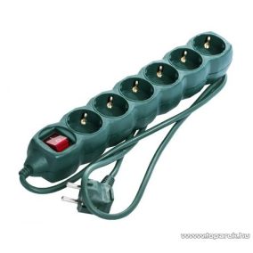   Steck SE 630K/Z Kapcsolós 6-os hálózati elosztó, 3 m kábel, zöld (11031530)