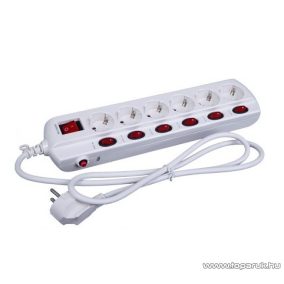   Steck SEK 630K Túlfeszültség védett külön kapcsolható hálózati elosztó, 6 aljzat, 3 m, fehér (11000005)