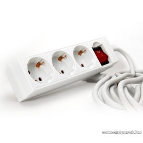   Steck SEL 330K Kapcsolós 3-as hálózati elosztó, 3 m kábel, fehér (11033004)