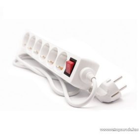   Steck SEL 630K Kapcsolós 6-os hálózati elosztó, 3 m kábel, fehér (11063004)