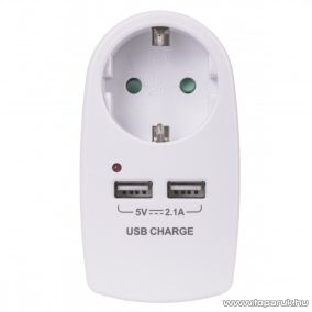   Steck ST 1-2U Hálózati elosztó, 1 földelt, 2 db USB csatlakozóval (12030018)