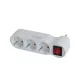 Steck ST 3K Földelt 3-as elosztó, kétpólusú kapcsolóval, fehér, max. 3500 W