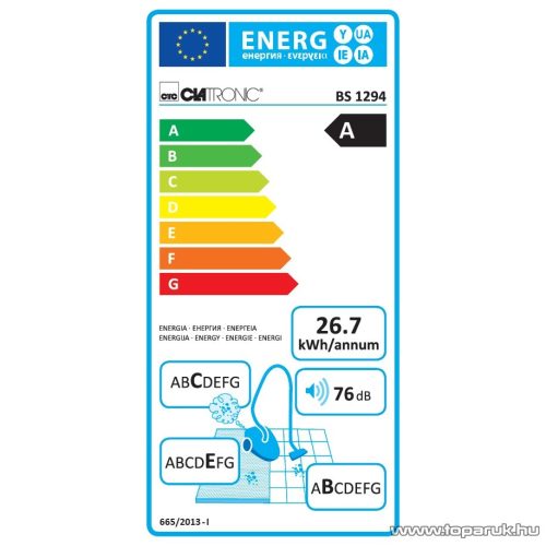 Clatronic BS1294 Eco-Clean Energiatakarékos porzsák nélküli porszívó, szürke-piros
