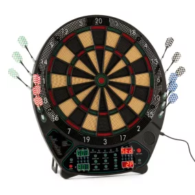   Crane YE 4x LED kijelzős elektromos darts tábla készlet, 3 x 4 dart szettel (hálózati adapter nélkül, póthegyekkel), sárga-fekete színű