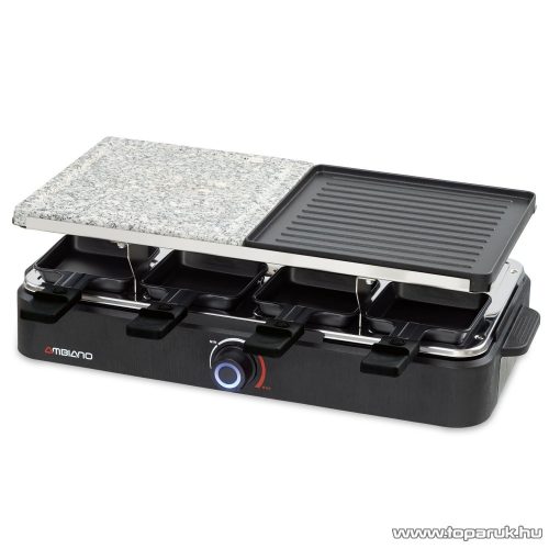 Ambiano 811548 Félkőlapos elektromos raclette grill, raklett grillsütő osztott sütőlappal, 1200W - 1400W (8 személyes)