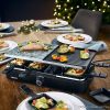 Ambiano 811548 Félkőlapos elektromos raclette grill, raklett grillsütő osztott sütőlappal, 1200W - 1400W (8 személyes)