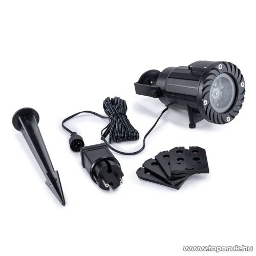 Belavi 716083 Kültéri LED projektor, mozgó színes party fényeffekt kivetítő, 4 téma (karácsony, halloween, party, tél), 4 W