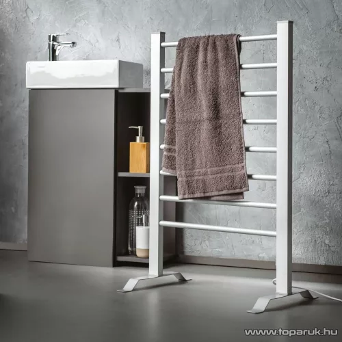 Easy Home MD 18972 Álló és falra szerelhető fűtött, elektromos törölközőszárító radiátor, ezüst, 140 W
