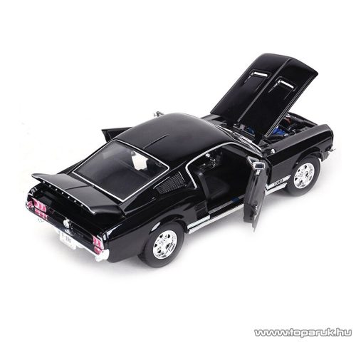 Bburago Ford Mustang GTA Fastback Premium Edition részletgazdag fém modell játék autó, fekete, 1:18 méretarányú