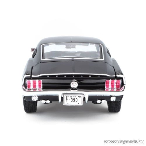 Bburago Ford Mustang GTA Fastback Premium Edition részletgazdag fém modell játék autó, fekete, 1:18 méretarányú