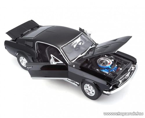 Bburago Ford Mustang GTA Fastback Premium Edition részletgazdag fém modell játék autó, fekete, 1:18 méretarányú