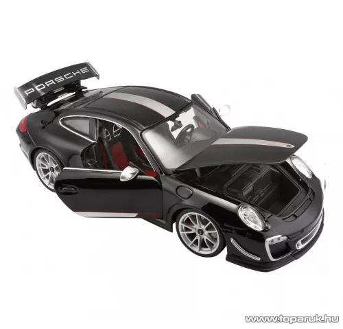 Bburago Porsche 911 GTS RS 4.0 Premium Edition részletgazdag fém modell játék autó, fekete, 1:18 méretarányú