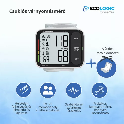 Ecologic csuklós vérnyomásmérő (GYEL07)
