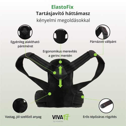 VivaFit GYVFEFIXTH ElastoFix tartásjavító háttámasz merevítéssel és elasztikus pántrendszerrel, többféle méret