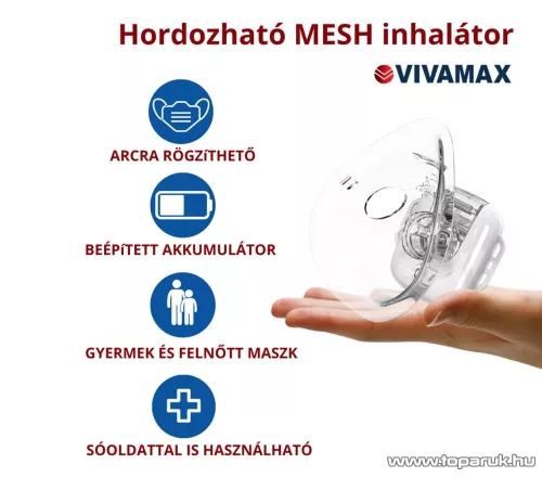 Vivamax GYV29 AirMask hordozható Mesh inhalátor felnőtteknek és gyerekeknek