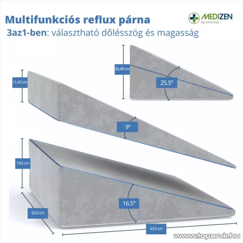 Vivamax GYMR3 3 az 1-ben multifunkciós reflux párna, 63 x 63 cm