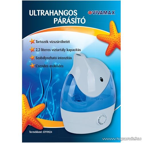 Vivamax GYVH24 Ultrahangos állatfigurás párásító készülék, halacska