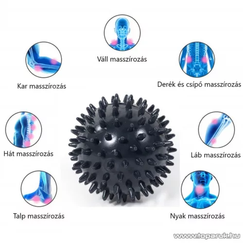 Vivamax GYVTMLF Tüskés masszázslabda, masszírozó labda, 7,5 cm, fekete
