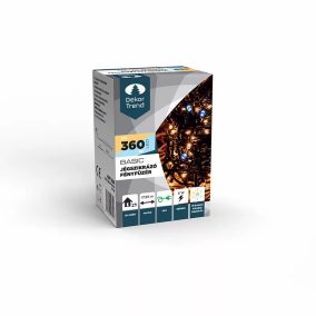   Dekortrend Basic KDT 366 Kültéri jégszikrázó fényfüzér zöld vezetékkel, 270 db MELEG + 90 db HIDEG FEHÉR LED-del, 18 méter