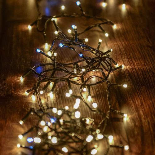 Dekortrend Basic KDT 366 Kültéri jégszikrázó fényfüzér zöld vezetékkel, 270 db MELEG + 90 db HIDEG FEHÉR LED-del, 18 méter