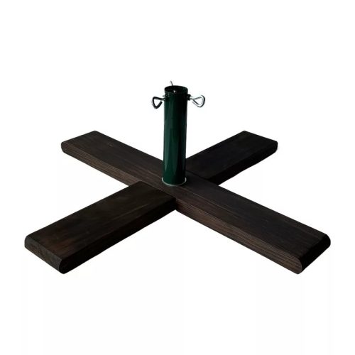 CROSSWOOD KTA 080 Karácsonyfa talp (műfenyő talp), zöld tartórúd, sötétbarna fenyőtalp, 2,4 méteres fenyőfáig