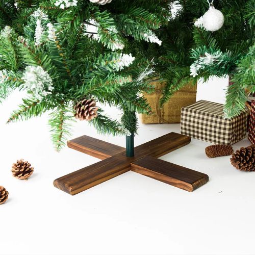 CROSSWOOD KTA 080 Karácsonyfa talp (műfenyő talp), zöld tartórúd, sötétbarna fenyőtalp, 2,4 méteres fenyőfáig