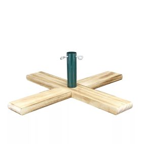   CROSSWOOD KTA 081 Karácsonyfa talp (műfenyő talp), zöld tartórúd, natúr fenyőtalp, 2,4 méteres fenyőfáig