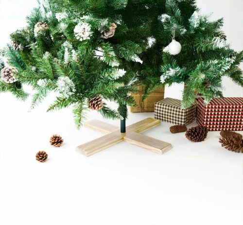 CROSSWOOD KTA 081 Karácsonyfa talp (műfenyő talp), zöld tartórúd, natúr fenyőtalp, 2,4 méteres fenyőfáig