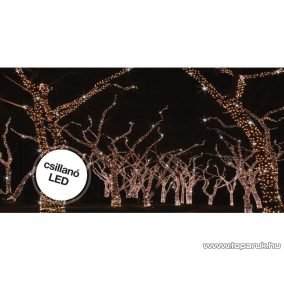   Design Dekor KDK 201 Kültéri toldható 50 LED-es jégszikrázó fényfüzér, 5 méter hosszú, meleg fehér fényű világítással, hideg fehéren csillanó LED-del