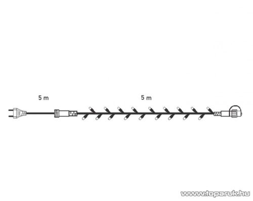 Design Dekor KDK 201 Kültéri toldható 50 LED-es jégszikrázó fényfüzér, 5 méter hosszú, meleg fehér fényű világítással, hideg fehéren csillanó LED-del