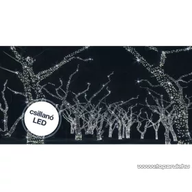  Design Dekor KDK 202 Kültéri toldható 50 LED-es jégszikrázó fényfüzér, 5 méter hosszú, hideg fehér fényű világítással, hideg fehéren csillanó LED-del