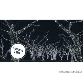   Design Dekor KDK 202 Kültéri toldható 50 LED-es jégszikrázó fényfüzér, 5 méter hosszú, hideg fehér fényű világítással, hideg fehéren csillanó LED-del