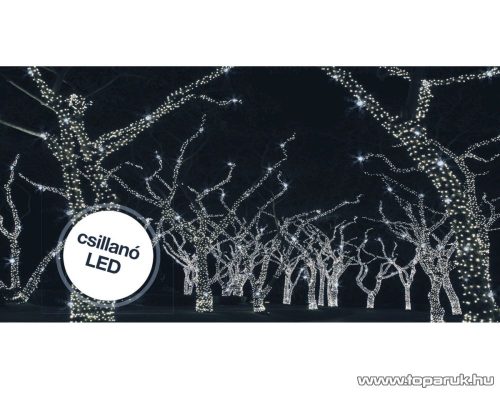 Design Dekor KDK 202 Kültéri toldható 50 LED-es jégszikrázó fényfüzér, 5 méter hosszú, hideg fehér fényű világítással, hideg fehéren csillanó LED-del