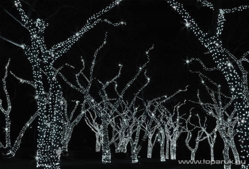 Design Dekor KDK 202 Kültéri toldható 50 LED-es jégszikrázó fényfüzér, 5 méter hosszú, hideg fehér fényű világítással, hideg fehéren csillanó LED-del