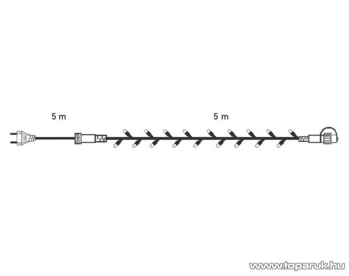 Design Dekor KDK 202 Kültéri toldható 50 LED-es jégszikrázó fényfüzér, 5 méter hosszú, hideg fehér fényű világítással, hideg fehéren csillanó LED-del