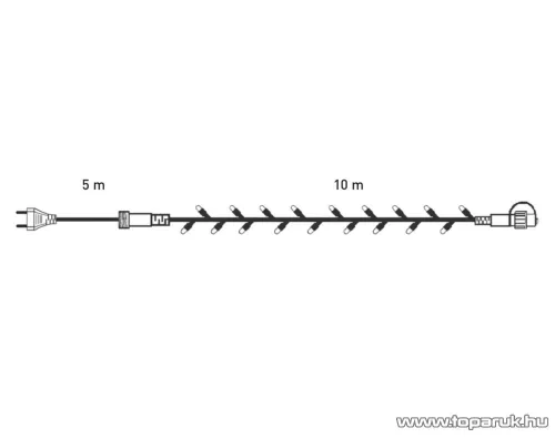 Design Dekor KDK 212 Kültéri toldható 100 LED-es jégszikrázó fényfüzér, 10 méter hosszú, hideg fehér fényű világítással, hideg fehéren csillanó LED-del