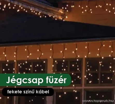 Design Dekor KDL 126 Kültéri LED-es jégcsap füzér, 300 x 40 cm, 101 db meleg fehér LED-del, fekete vezetékkel