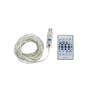   DekorTrend KBU 001 USB-s okos fényfüzér átlátszó kábellel, 100 db MULTI SZÍNES mikro LED-del, távirányítóval / Surplife mobil applikációval vezérelhető, 9,9 m hosszú