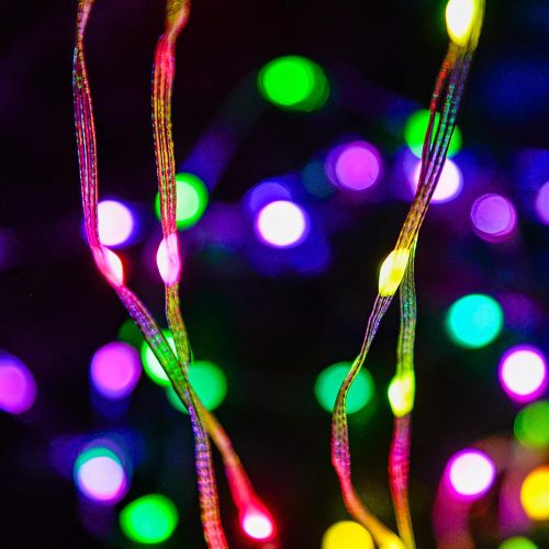 DekorTrend KBU 001 USB-s okos fényfüzér átlátszó kábellel, 100 db MULTI SZÍNES mikro LED-del, távirányítóval / Surplife mobil applikációval vezérelhető, 9,9 m hosszú