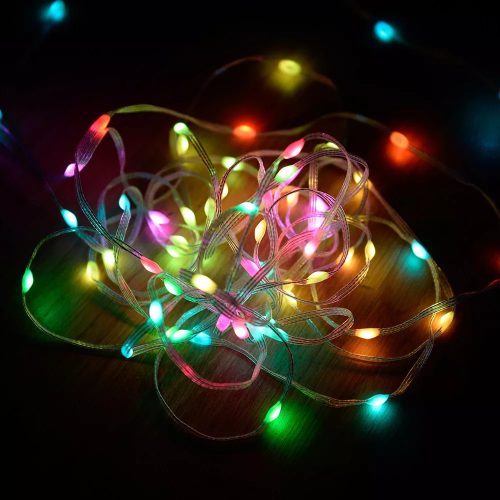 DekorTrend KBU 001 USB-s okos fényfüzér átlátszó kábellel, 100 db MULTI SZÍNES mikro LED-del, távirányítóval / Surplife mobil applikációval vezérelhető, 9,9 m hosszú