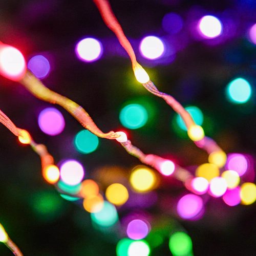 DekorTrend KBU 001 USB-s okos fényfüzér átlátszó kábellel, 100 db MULTI SZÍNES mikro LED-del, távirányítóval / Surplife mobil applikációval vezérelhető, 9,9 m hosszú